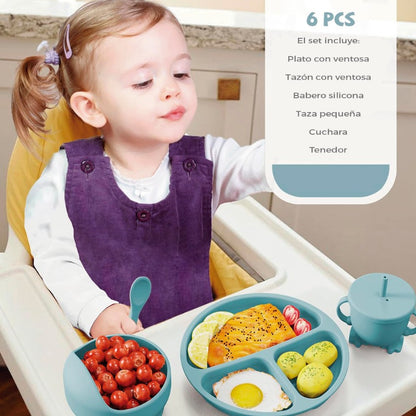 Set Anticaos Vajilla Silicona Para Bebes