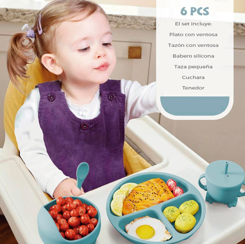 Set Anticaos Vajilla Silicona Para Bebes